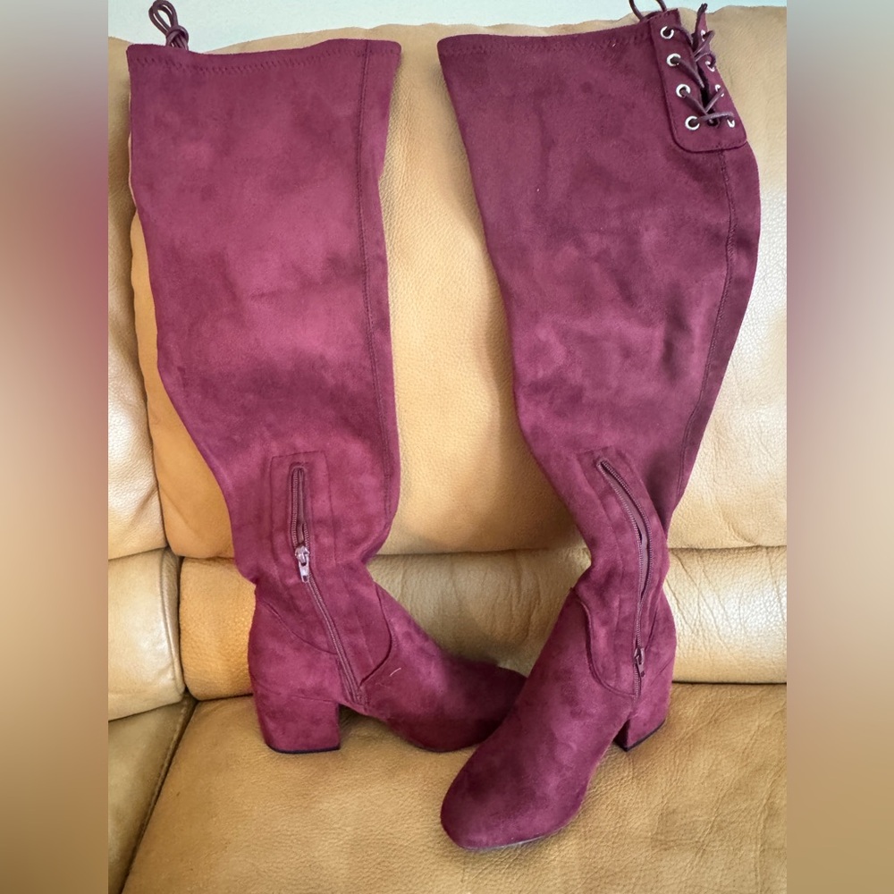 Wild Diva Burgandy Over-the-Knee Boots Sz 8